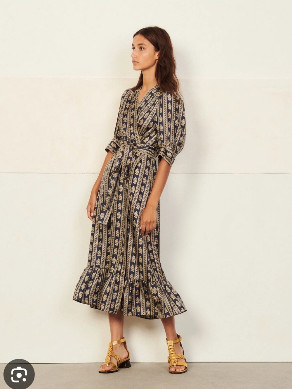 Sandro ruffled hem "Enrika" wrap dress (Fits a Small, Sz 4). See Description